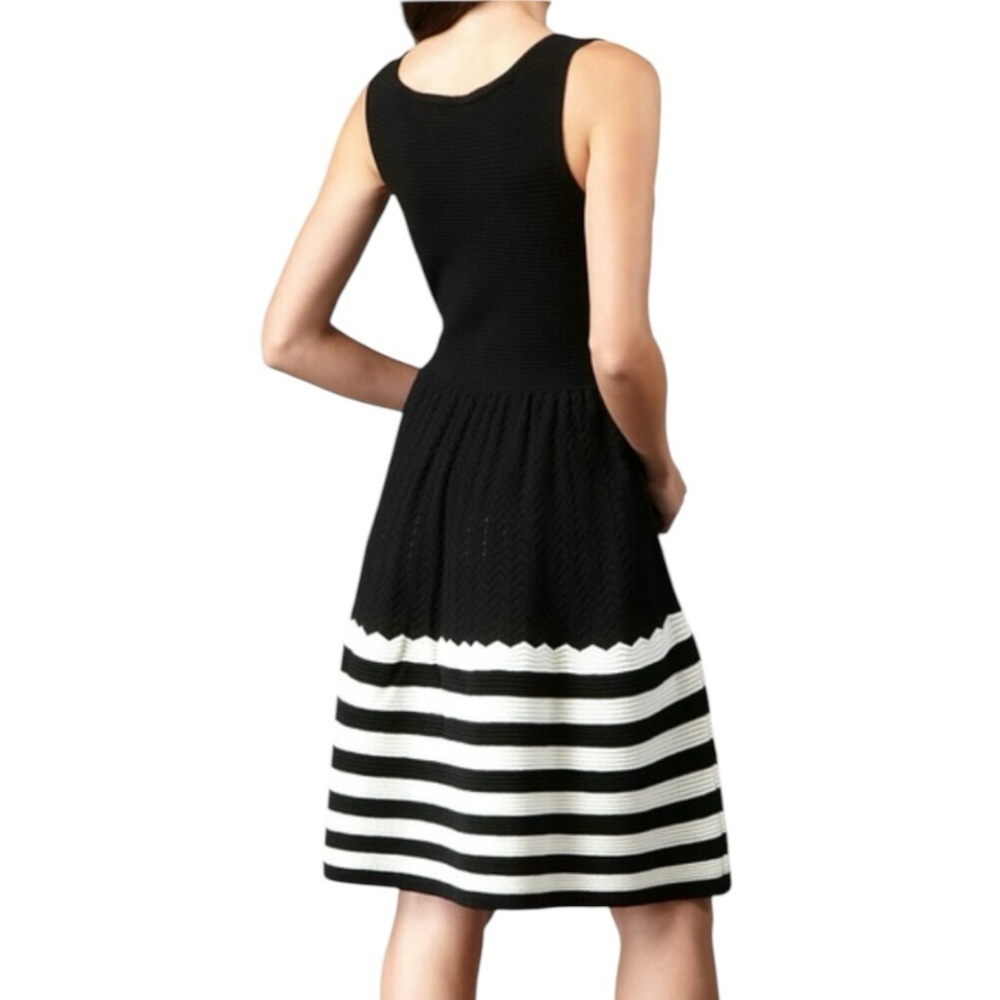 Kate Spade‎ Sandra 100% Wool Ribbed Mini Dress Striped Black White Size XS Party - Picture 3 of 12